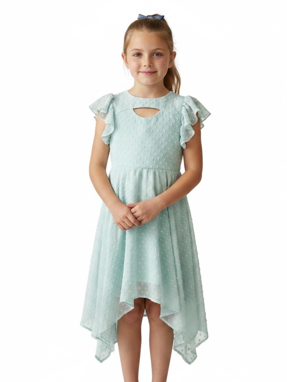 Speechless Kids Mint Green Swiss Dot Handkerchief Hem Girls Dress New W/O tags